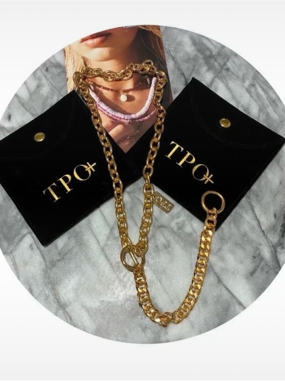 TPO Gold Chunky Chain Necklace - Bold Gold Statement Jewelry